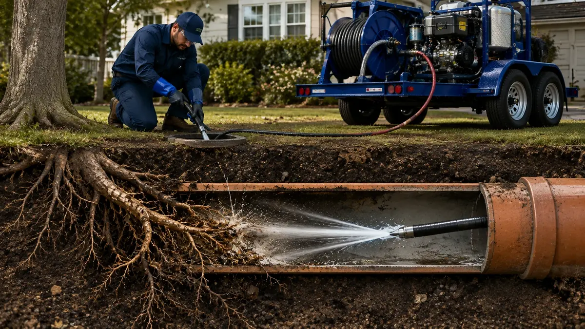 Tree Root Removal with Hydro Jetting in Raymond